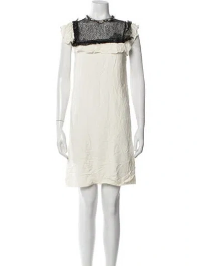 Pre-owned Pinko Crew Neck Mini Dress In White