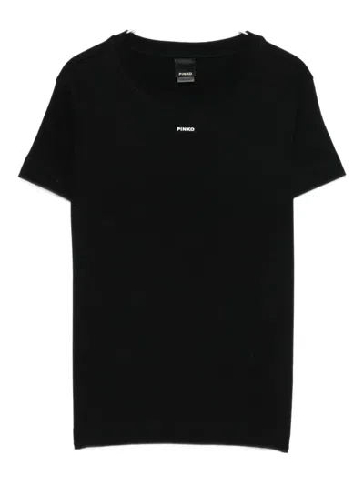 Pinko Crew-neck Short-sleeve Top In Black
