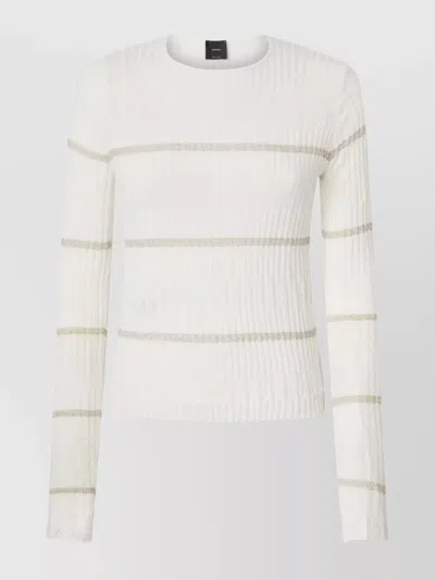 PINKO CREW NECK STRIPED RIBBED KNITWEAR