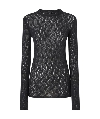 Pinko Crew Neck Sweater In Black