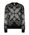 Pinko Cotton Sweatshirt With Bandana Print In Black