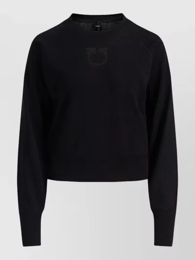 Pinko Crew Neck Sweater Raglan Sleeves Ribbed Cuffs In Black