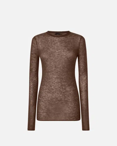 Pinko Crew-neck Sweater With Sequins In Brown
