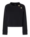 Pinko Crewneck Knitwear With Gold Logo Buttons In Black