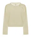 Pinko Cotton Sweatshirt With Buttons In Neutral