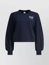 Pinko Cropped Sweatshirt With Voluminous Sleeves In Blue