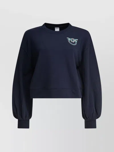 PINKO CREW NECK SWEATSHIRT RUCHED SLEEVES