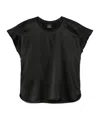 Pinko Satin Short Sleeve Round Neck Top In Black