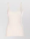 Pinko Crewneck Distressed Ribbed Sleeveless Stretch Top In White