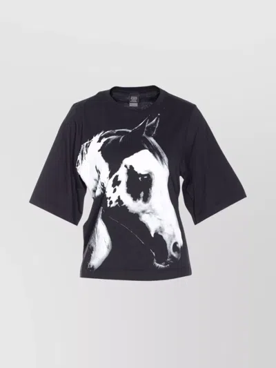 PINKO CREWNECK GRAPHIC PRINT SHORT SLEEVES TOP