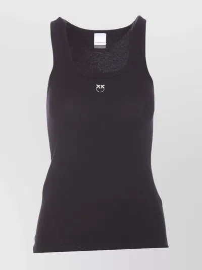 PINKO CREWNECK LOGO EMBROIDERED SLEEVELESS TOP