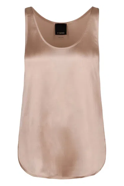 Pinko Satin Tank Top In Beige