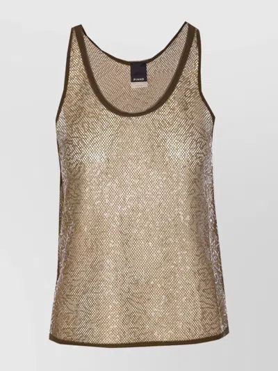 PINKO CREWNECK SLEEVELESS SEQUIN EMBELLISHED TOP