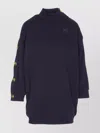 Pinko Crewneck Sweatshirt With Mock Neck And Buttons In Blue