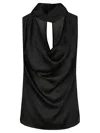 Pinko Crinkle Satin Top With Draping In Black