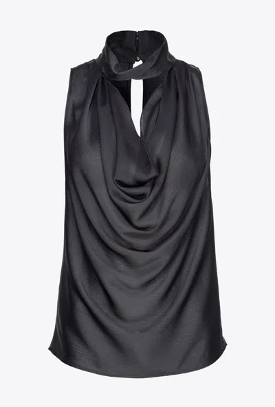 PINKO CRINKLE SATIN TOP WITH DRAPING