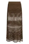 Pinko Long Skirt Made Of Viscose Blend With Patterned Crochet Effect