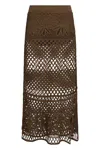 Pinko Long Skirt Made Of Viscose Blend With Patterned Crochet Effect