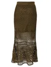 Pinko 'crochet Floral High Waist Sheer Skirt' In Green