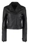 Pinko Cristoforo Leather Biker Jacket With Studs
