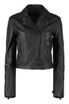 Pinko Cristoforo Leather Biker Jacket With Studs