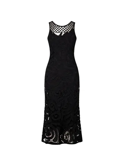Pinko Bufera Dress In Viscose Crochet In Black