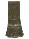 Pinko Long Skirt Made Of Viscose Blend With Patterned Crochet Effect In Green