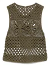Pinko Top Sans Manches En Crochet Ajouré In Green