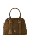 Pinko Escape Bag Small Handbag In Crocodile-print Leather In Brown