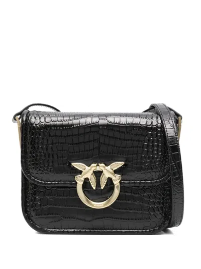 PINKO CROCODILE-EMBOSSED LEATHER CROSS BODY BAG