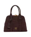 Pinko Crocodile Embossed Suede Handbag In Black