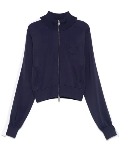 PINKO CROP BLUE 'WELLINGTON' SWEATSHIRT WITH LOGO