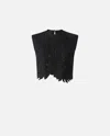 Pinko Crop Top With Openwork Embroidery And Crystals In Limo Black