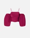 Pinko Crop Top With Puff Sleeves In Pink