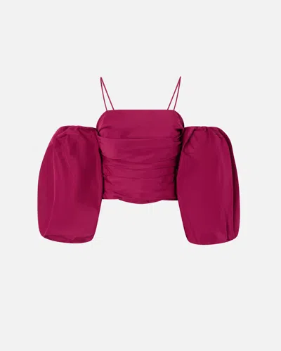 Pinko Crop Top With Puff Sleeves In Pink