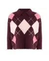 Pinko Argyle-pattern Distressed Sweater In Multi