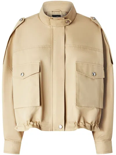PINKO PINKO CROPPED BEIGE JACKET WITH HIGH COLLAR