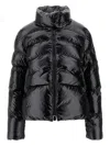 Pinko Cropped Black Down Coat With Glossy Finish And High Collar In Black