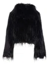 Pinko Cropped Peacoat-style Jacket In Soft Fur-effect Fabric In Black