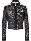 Pinko Lightweight Lace Jacket With Embroidered Patches In Black