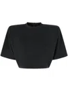 Pinko Short-sleeved Crop Top With Padded Shoulders