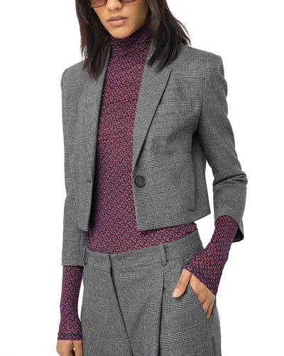 Pinko Cropped Blazer In Grey/ Black