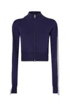 Pinko Cropped Black Sweater With High Collar In Blue