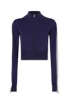 Pinko Cropped Blue Sweater With High Collar In Blue