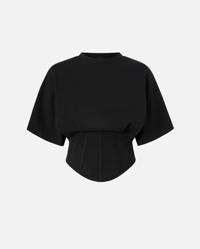 Pinko Cropped Bustier-style Top In Nero Limousine