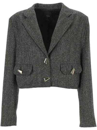 Pinko Vivona Geometric Button Jacket In Grey