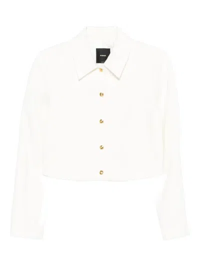 Pinko Cropped Buttoned Jacket In White