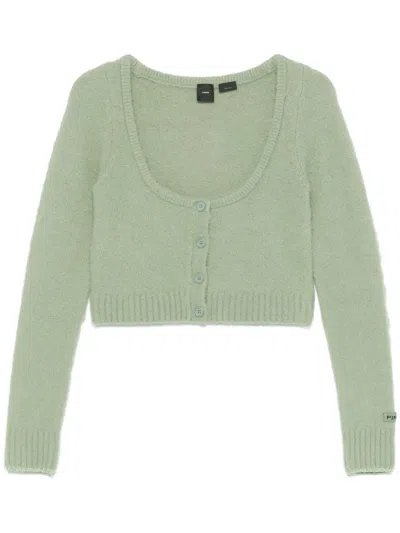 Pinko Cropped Cardigan In Green