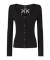 Pinko Cropped Cardigan With Bird Logo On The Back In Black