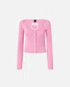 Pinko Cropped Cardigan With Bird Logo On The Back In Moonlight Mauve